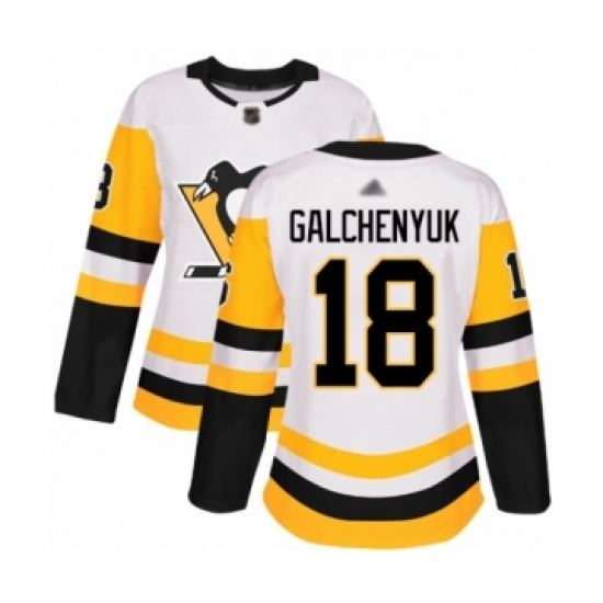 Women's Pittsburgh Penguins #18 Alex Galchenyuk Authentic White Away Hockey Jersey - Ujersey