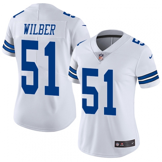 Women's Nike Dallas Cowboys #51 Kyle Wilber White Vapor Untouchable Limited Player NFL Jersey - Ujersey