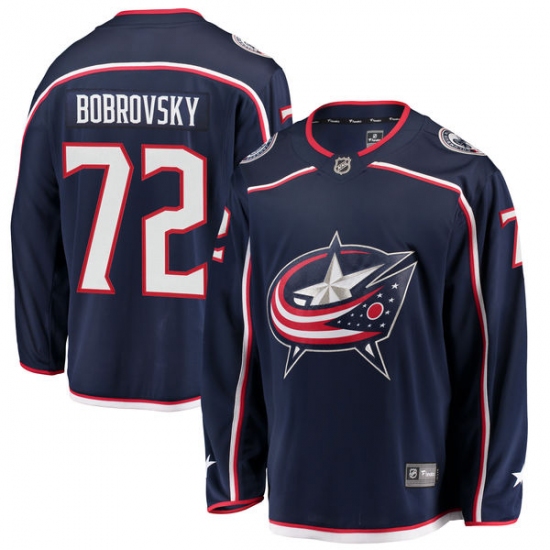 Men's Columbus Blue Jackets #72 Sergei Bobrovsky Fanatics Branded Navy Blue Home Breakaway NHL Jersey - Ujersey