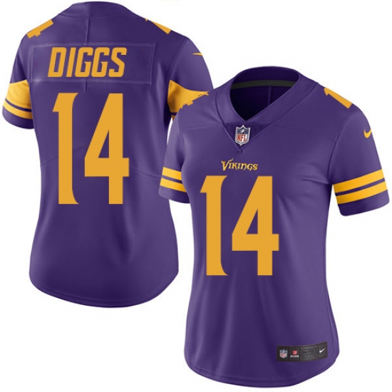 Women's Nike Minnesota Vikings #14 Stefon Diggs Limited Purple Rush Vapor Untouchable NFL Jersey - Ujersey