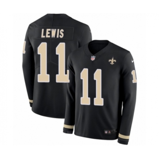 Youth Nike New Orleans Saints #11 Tommylee Lewis Limited Black Therma Long Sleeve NFL Jersey - Ujersey