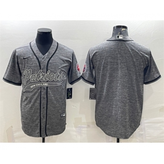 Men's New England Patriots Blank Gray With Patch Cool Base Stitched Baseball Jersey - Ujersey
