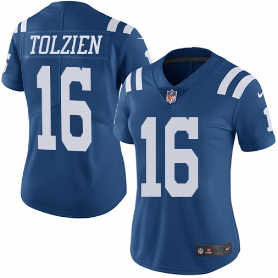 Women's Nike Indianapolis Colts #16 Scott Tolzien Limited Royal Blue Rush Vapor Untouchable NFL Jersey - Ujersey