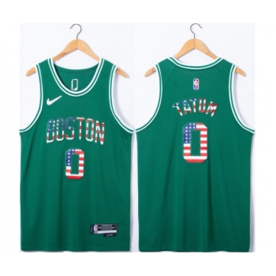 Men's Boston Celtics #0 Jayson Tatum USA Flag Green Stitched Jersey - Ujersey