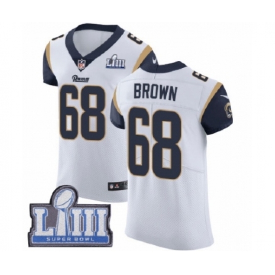 Men's Nike Los Angeles Rams #68 Jamon Brown White Vapor Untouchable Elite Player Super Bowl LIII Bound NFL Jersey - Ujersey
