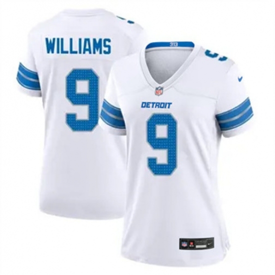 Women Detroit Lions #9 Jameson Williams White 2024 F U S E Vapor Limited Stitched Jersey - Ujersey