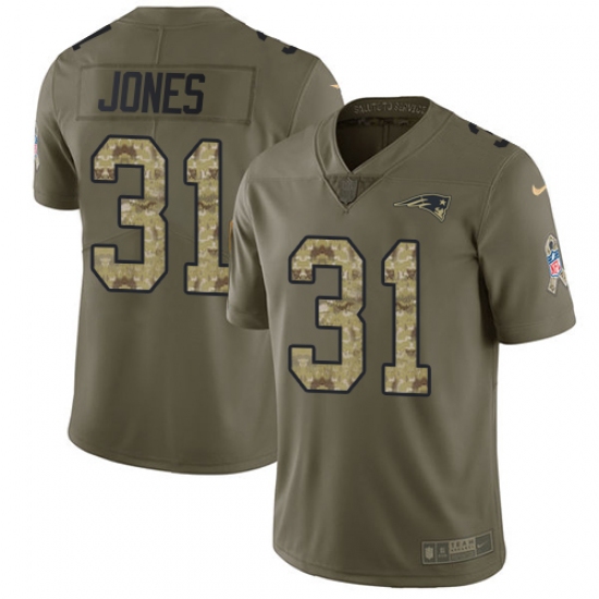 Youth Nike New England Patriots #31 Jonathan Jones Limited Olive Camo 2017 Salute to Service NFL Jersey - Ujersey
