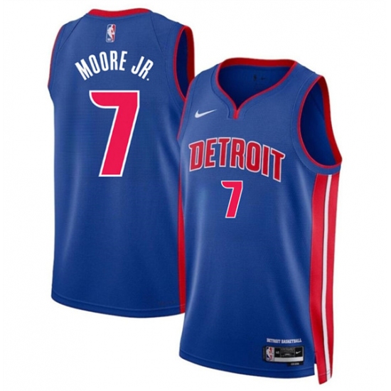 Men's Detroit Pistons #7 Wendell Moore Jr Blue 2024 Icon Edition Stitched Jersey - Ujersey