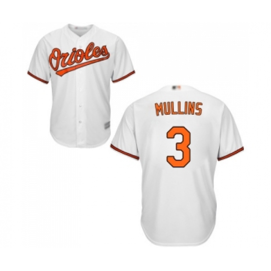 Youth Baltimore Orioles #3 Cedric Mullins Replica White Home Cool Base Baseball Jersey - Ujersey