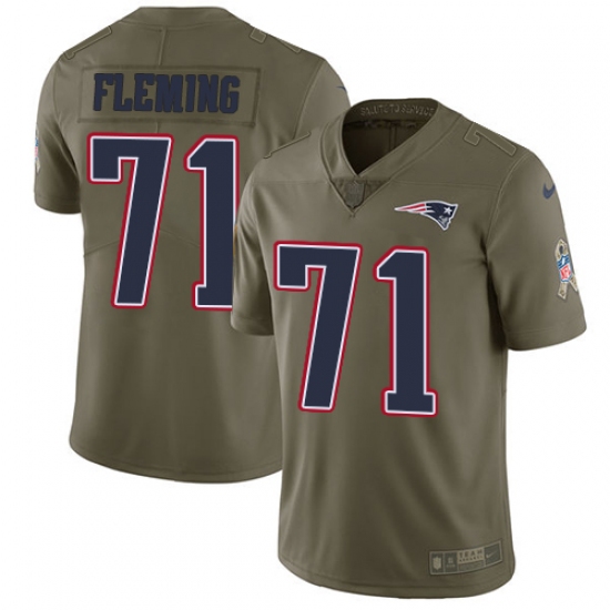 Men's Nike New England Patriots #71 Cameron Fleming Limited Olive 2017 Salute to Service NFL Jersey - Ujersey