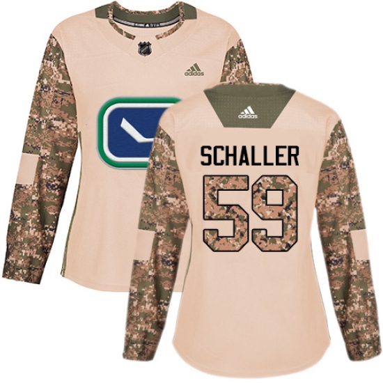 Women's Adidas Vancouver Canucks #59 Tim Schaller Authentic Camo Veterans Day Practice NHL Jersey - Ujersey