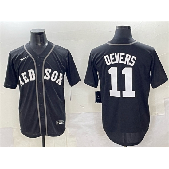 Men's Boston Red Sox #11 Rafael Devers Black Lights Out Limited Stitched Baseball Jersey - Ujersey