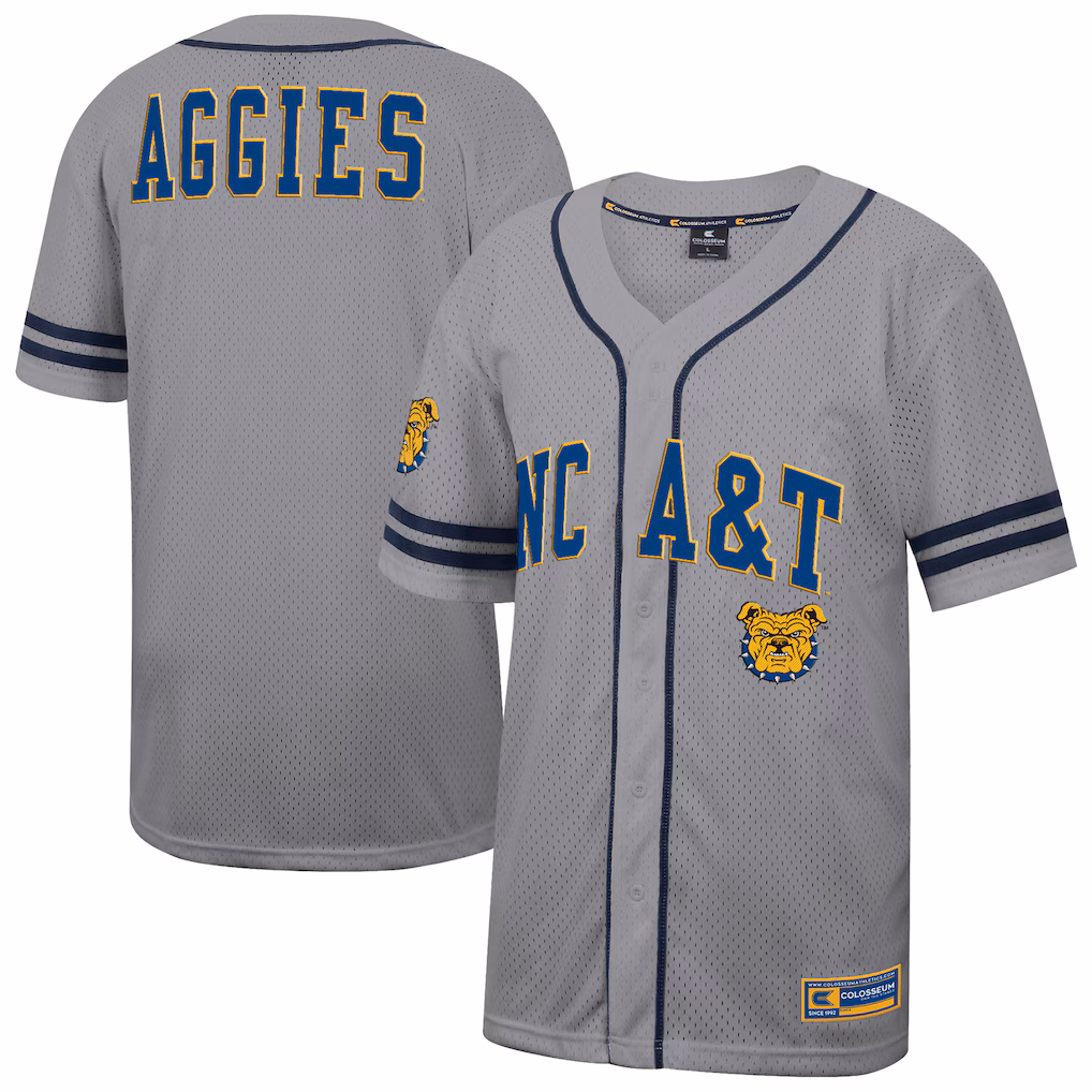 Men's Colosseum Gray North Carolina A&T Aggies Free Spirited Baseball Jersey - Ujersey Shop