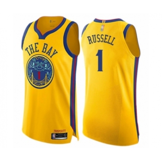 Men's Golden State Warriors #1 D'Angelo Russell Authentic Gold Basketball Jersey - City Edition - Ujersey