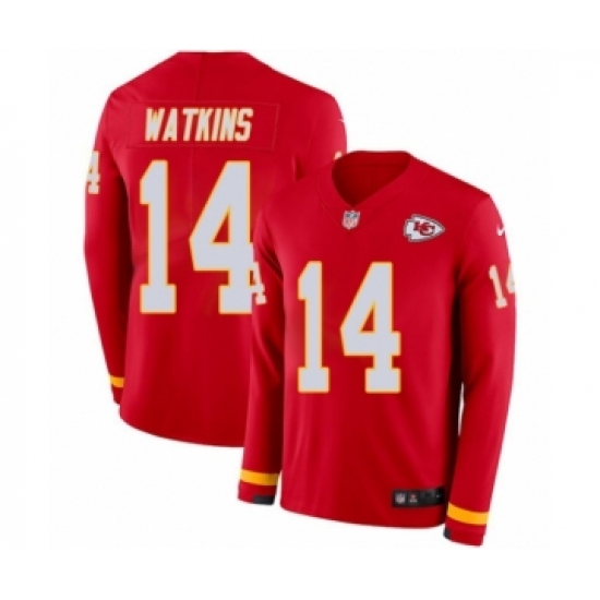 Men's Nike Kansas City Chiefs #14 Sammy Watkins Limited Red Therma Long Sleeve NFL Jersey - Ujersey