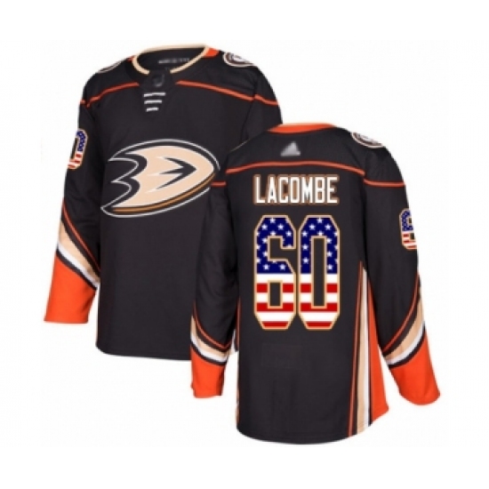 Youth Anaheim Ducks #60 Jackson Lacombe Authentic Black USA Flag Fashion Hockey Jersey - Ujersey