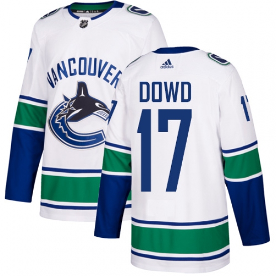 Youth Adidas Vancouver Canucks #17 Nic Dowd Authentic White Away NHL Jersey - Ujersey
