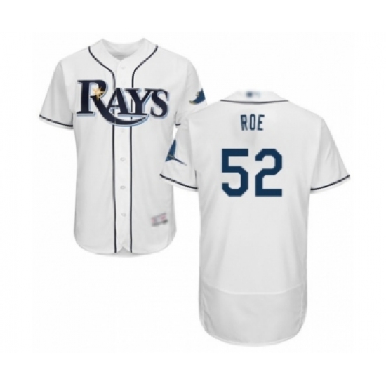 Men's Tampa Bay Rays #52 Chaz Roe Home White Home Flex Base Authentic Collection Baseball Player Jersey - Ujersey