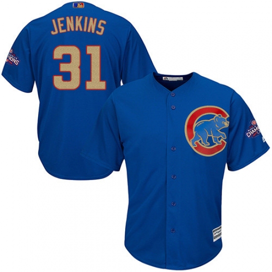 Youth Majestic Chicago Cubs #31 Fergie Jenkins Authentic Royal Blue 2017 Gold Champion Cool Base MLB Jersey