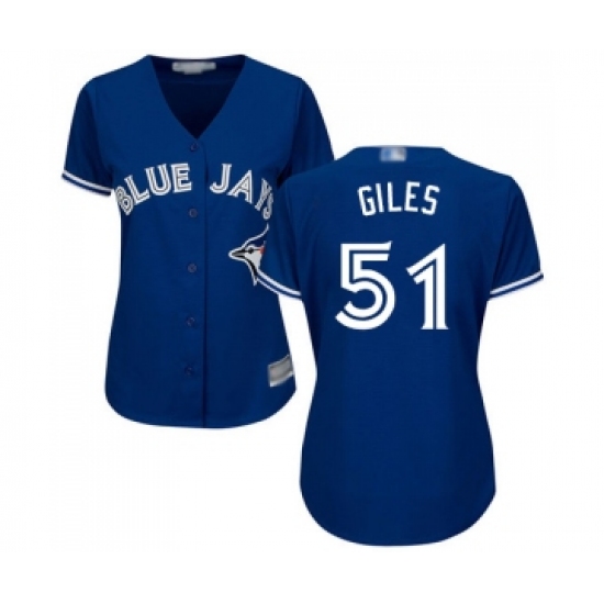 Women's Toronto Blue Jays #51 Ken Giles Replica Blue Alternate Baseball Jersey - Ujersey