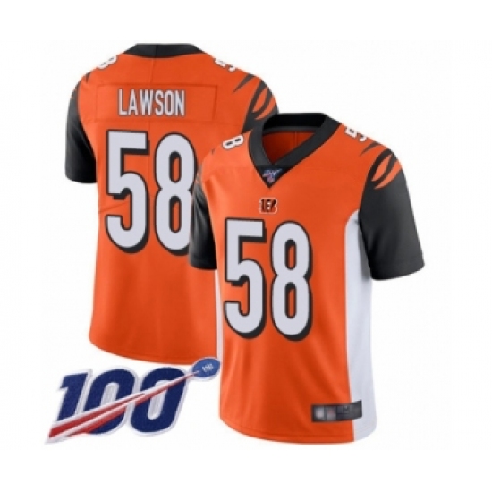Men's Cincinnati Bengals #58 Carl Lawson Orange Alternate Vapor Untouchable Limited Player 100th Season Football Jersey - Ujersey