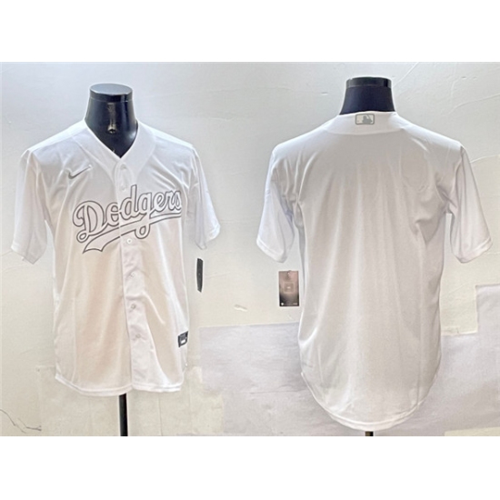 Men's Los Angeles Dodgers Blank White Cool Base Stitched Baseball Jersey - Ujersey