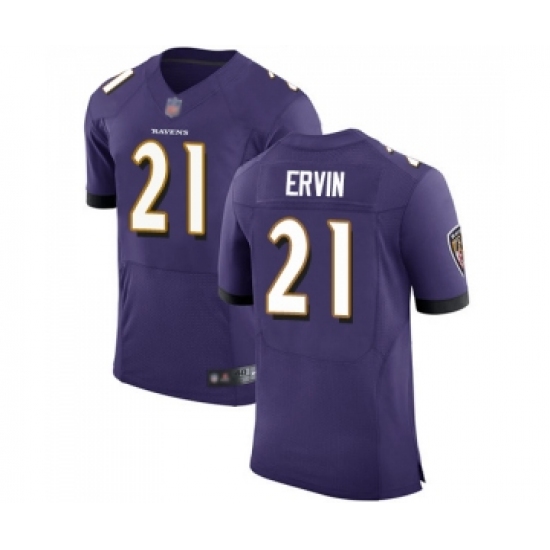 Men's Baltimore Ravens #21 Tyler Ervin Purple Team Color Vapor Untouchable Elite Player Football Jersey - Ujersey