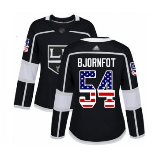 Women's Los Angeles Kings #54 Tobias Bjornfot Authentic Black USA Flag Fashion Hockey Jersey - Ujersey
