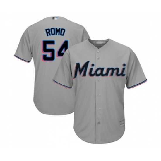 Men's Miami Marlins #54 Sergio Romo Replica Grey Road Cool Base Baseball Jersey - Ujersey