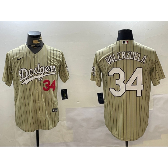 Men's Los Angeles Dodgers #34 Fernando Valenzuela Authentic Collection Stitched MLB Jerseys - Ujersey