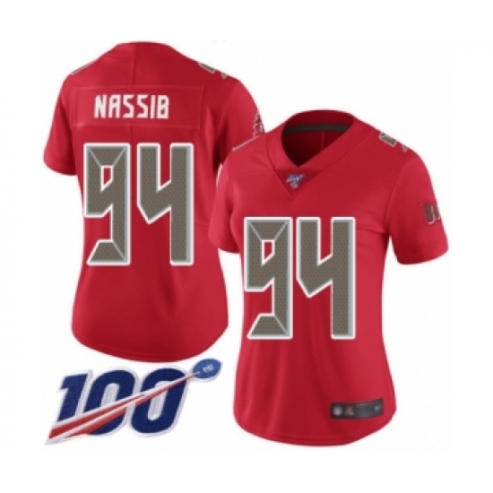 Women's Tampa Bay Buccaneers #94 Carl Nassib Limited Red Rush Vapor Untouchable 100th Season Football Jersey - Ujersey