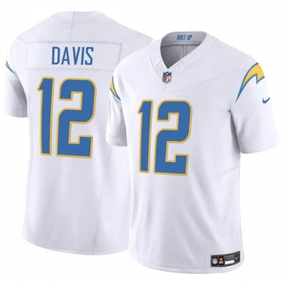Men's Los Angeles Chargers #12 Derius Davis White 2024 F.U.S.E. Vapor Limited Football Stitched Jersey - Ujersey