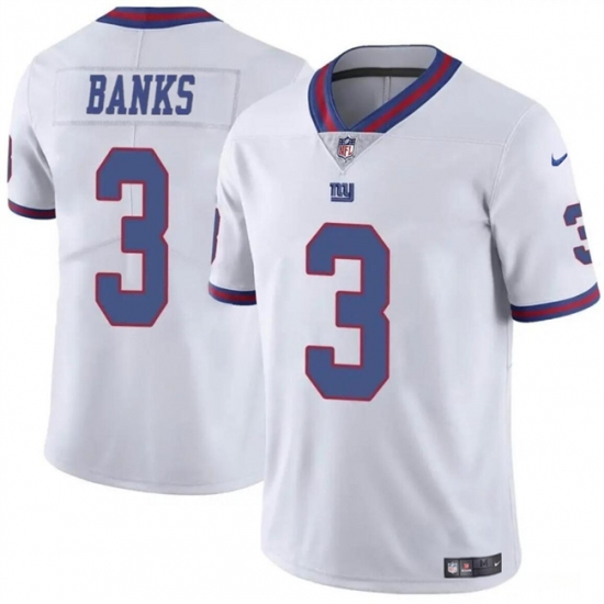 Men's New York Giants #3 Deonte Banks White Limited Football Stitched Jersey - Ujersey