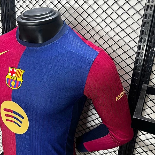 Soccer Jersey Barcelona Home Shirt Long Sleeve 2024/25-Spotify Logo Without Text - U-jersey