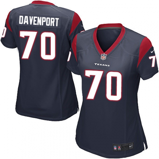 Women's Nike Houston Texans #70 Julien Davenport Game Navy Blue Team Color NFL Jersey - Ujersey