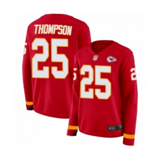 Women's Kansas City Chiefs #25 Darwin Thompson Limited Red Therma Long Sleeve Football Jersey - Ujersey