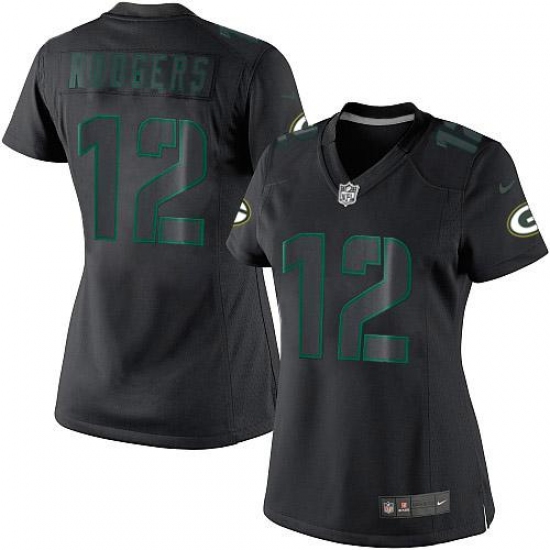 Women's Nike Green Bay Packers #12 Aaron Rodgers Limited Black Impact NFL Jersey - Ujersey