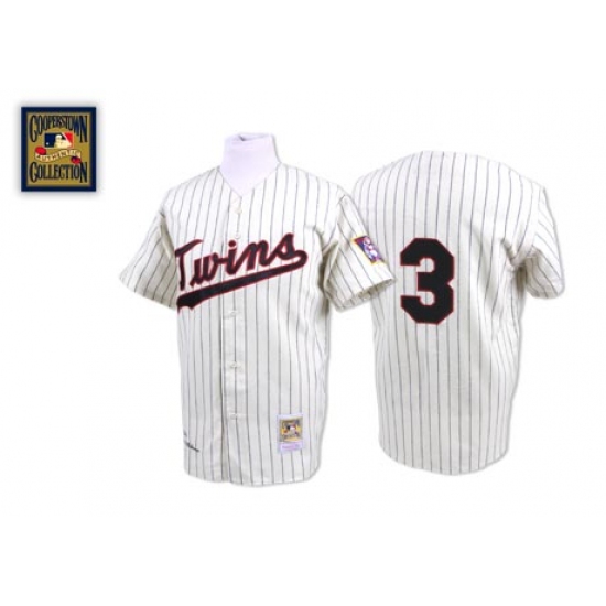 Men's Mitchell and Ness Minnesota Twins #3 Harmon Killebrew Authentic White/Blue Strip Throwback MLB Jersey - Ujersey