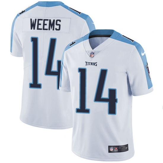 Men's Nike Tennessee Titans #14 Eric Weems White Vapor Untouchable Limited Player NFL Jersey - Ujersey