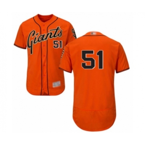 Men's San Francisco Giants #51 Conner Menez Orange Alternate Flex Base Authentic Collection Baseball Player Jersey - Ujersey