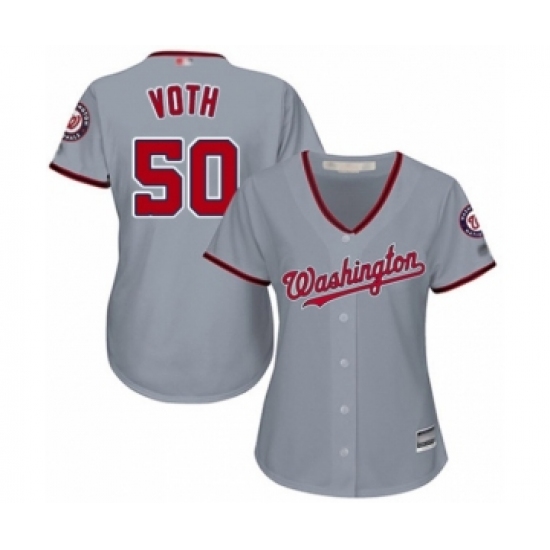 Women's Washington Nationals #50 Austin Voth Authentic Grey Road Cool Base Baseball Player Jersey - Ujersey