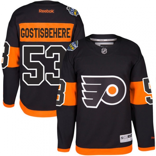 Youth Reebok Philadelphia Flyers #53 Shayne Gostisbehere Premier Black 2017 Stadium Series NHL Jersey