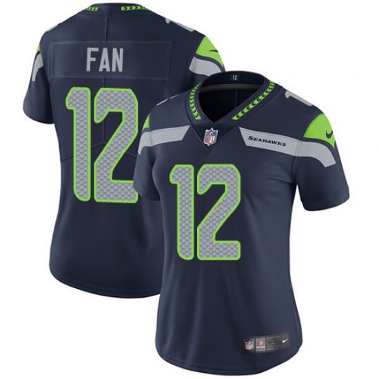 Women's Nike Seattle Seahawks 12th Fan Steel Blue Team Color Vapor Untouchable Limited Player NFL Jersey - Ujersey