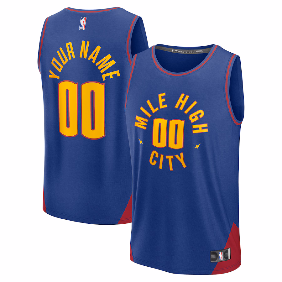 Youth Denver Nuggets Fanatics Blue Fast Break Custom Replica Jersey - Statement Edition - Ujersey