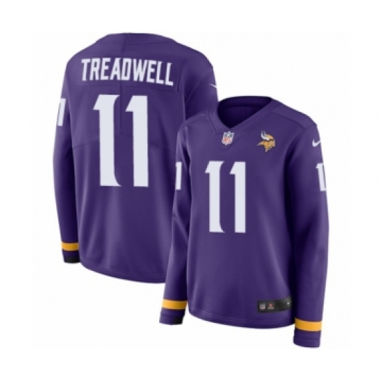 Women's Nike Minnesota Vikings #11 Laquon Treadwell Limited Purple Therma Long Sleeve NFL Jersey - Ujersey