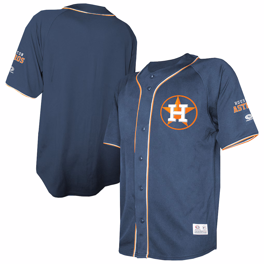Men's Houston Astros Stitches Navy Team Color Full-Button Fashion Jersey - Ujersey
