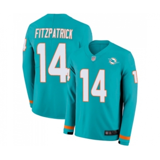 Men's Miami Dolphins #14 Ryan Fitzpatrick Limited Aqua Therma Long Sleeve Football Jersey - Ujersey