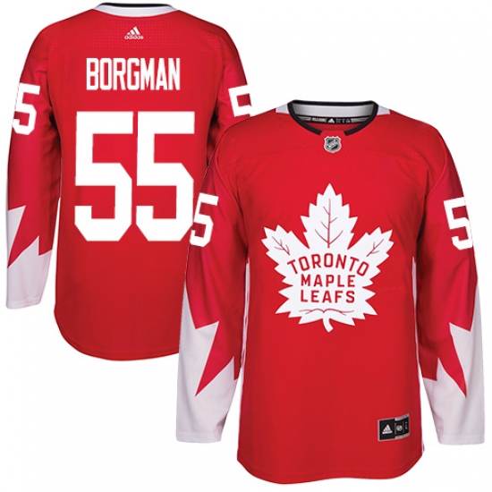 Men's Adidas Toronto Maple Leafs #55 Andreas Borgman Premier Red Alternate NHL Jersey - Ujersey
