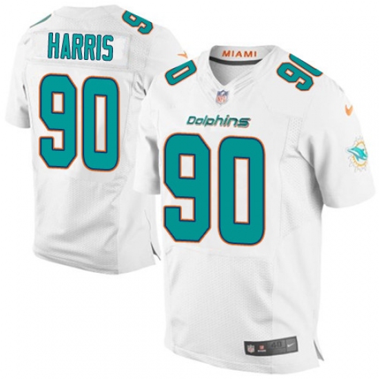 Men's Nike Miami Dolphins #90 Charles Harris Elite White NFL Jersey - Ujersey