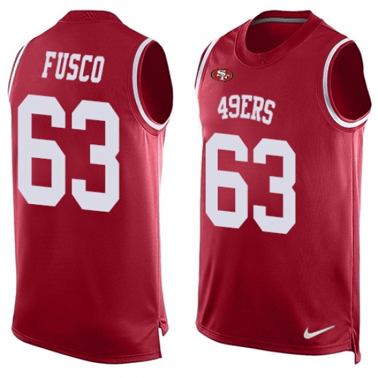 Men's Nike San Francisco 49ers #63 Brandon Fusco Limited Red Player Name & Number Tank Top NFL Jersey - Ujersey